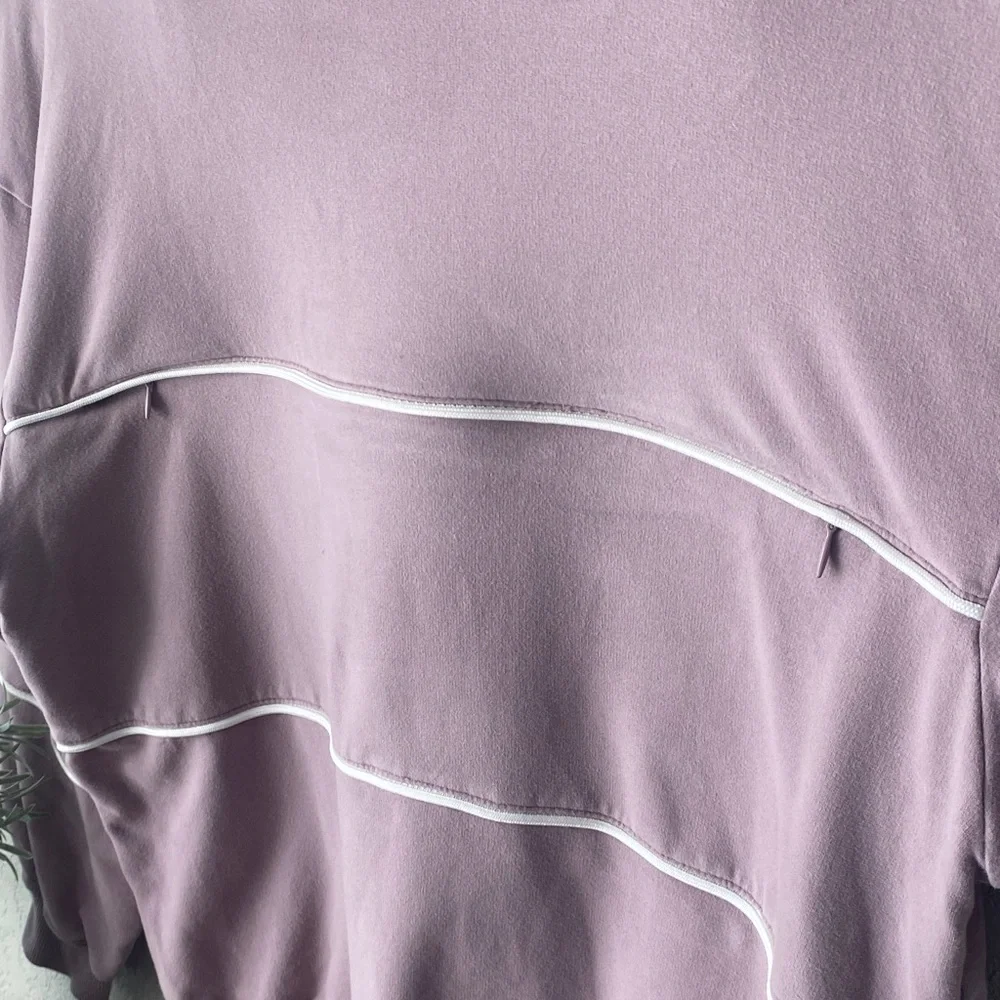 Women's Nursing Movemama Dusty Lavender Crewneck Sweater with White Trim - Picture 3 of 6